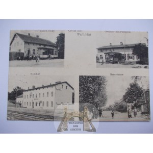 Warlubie k. Świecie, dworzec, ulica, restauracje, 1914