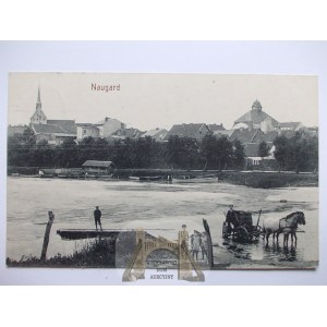 Nowogard, Neugard, panorama, ferry crossing, 1917