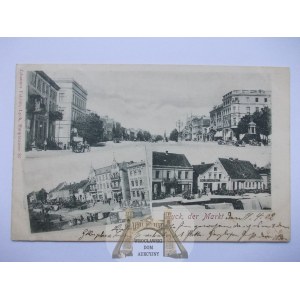 Ełk, Lyck, Rynek, 3 widoki, 1902