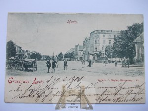 Elk, Lyck, market, carts, 1900