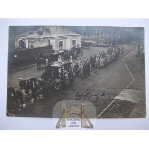 Warsaw, funeral of staff doctor, carriage-carriage, buildings, 1916