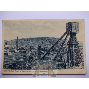Ukraina, Borysław, szyb naftowy z dwoma wyciągami, ok. 1935