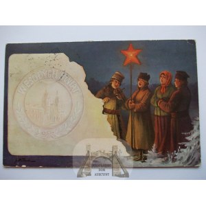 Boże Narodzenie, Wesołych Świąt, Warszawa, Bazylika św. Krzyża w opłatku , ok,.1920