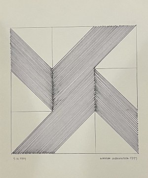 Wanda Gołkowska, bez tytułu, rysunek tuszem na papierze czerpanym, 30x24 cm, 1999