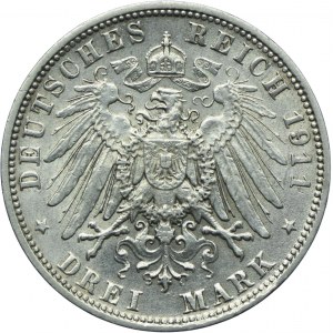 Niemcy, Bawaria, 3 marki 1911 D, Monachium
