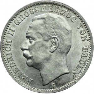 Niemcy, Badenia, Fryderyk II, 3 marki 1911 G, Karlshuhe