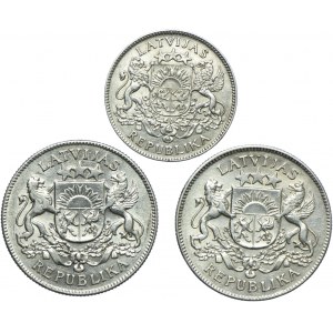 Łotwa, zestaw 1 łat 1924, 2 łaty 1925, 1926 (3szt.)