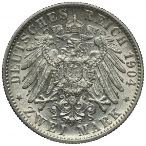 Niemcy, Wirtembergia, Wilhelm II, 2 marki 1904 F, Stuttgart
