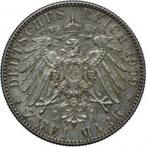 Niemcy, Saksonia, Fryderyk August III, 2 marki 1909, Muldenhütten