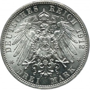 Niemcy, Prusy, Wilhelm II, 3 marki 1912 A, Berlin