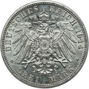 Niemcy, Anhalt - Dessau - Fryderyk II, 3 marki 1914 A, Berlin