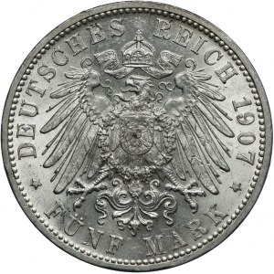 Niemcy, Badenia, Fryderyk I, 5 marek 1907 G, Karlsruhe