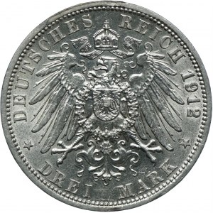 Niemcy, Prusy, Wilhelm II, 3 marki 1912 A, Berlin