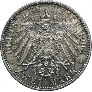 Niemcy, Badenia, Fryderyk I, 2 marki 1902 Karlsruhe