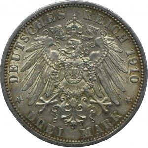 Niemcy, Prusy, Wilhelm II, 3 marki 1910 A, Berlin