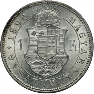 Węgry, Franciszek Józef I, 1 forint 1892 KB, Kremnica