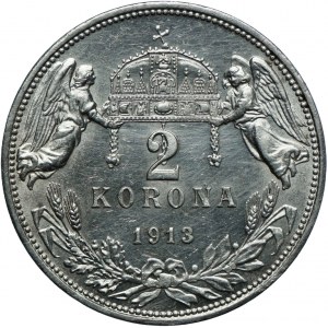 Węgry, Franciszek Józef I, 2 korony 1913 KB, Kremnica