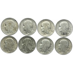 Zestaw IIRP, 5 złotych 1933-1934 (8szt.)