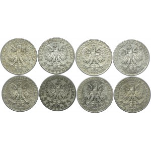 Zestaw IIRP, 5 złotych 1933-1934 (8szt.)