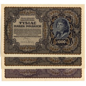 1.000 marek 1919 MIX SERII (3 szt.)