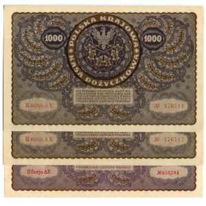 1.000 marek 1919 MIX SERII (3 szt.)