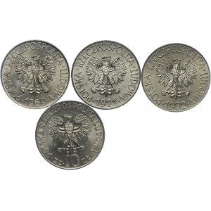 Zestaw PRL, 10 złotych 1968-1972 Tadeusz Kościuszko (4szt.)
