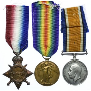 Wielka Brytania, Jerzy V, komplet Medali Wojennych 1914-1919 (3szt.) ORYGINAŁY