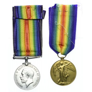 Wielka Brytania, Jerzy V, komplet Medali Wojennych 1914-1919 (2szt.) ORYGINAŁY