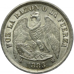 Chile, 1 peso 1883 So, Santiago