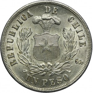 Chile, 1 peso 1883 So, Santiago