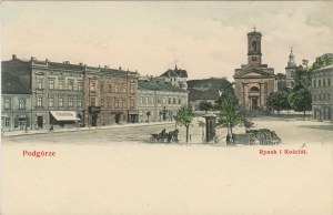 Krakow - Podgórze - Market Square and Church, 1904.