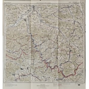 Krynica, Nowy Sącz, Stary Sącz - turistická mapa poľských Karpát. Západné Beskydy. Ark. 7, Varšava, 1928, Poľská tatranská spoločnosť. Geografické vydanie.