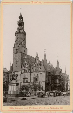 Breslau City Hall with a statue of Frederick William III, 1903.
