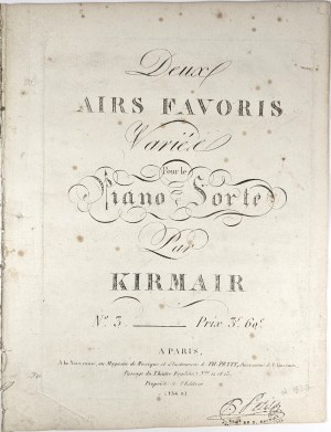 Krimair Friedrich Joseph - Deux Airs Favoris Variee, ca. 1817.