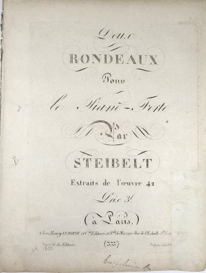 Steibelt Daniel - Deux Rondeaux Pour le Piano-Forte, ca. 1820.