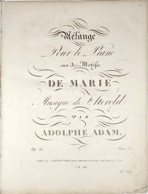 Adam Adolphe - Melange Pour le Piano sur des Motifa Musiquw de J. Herold, circa 1825.