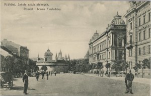 Krakow - School of Fine Arts, Rondel and Florian Gate, 1910.