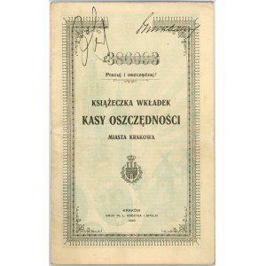 Książeczka wkładek Kasy Oszczędności Miasta Krakowa.