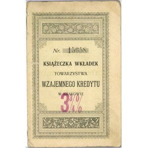 Książeczka wkładek Towarzystwa Wzajemnego Kredytu w Krakowie.