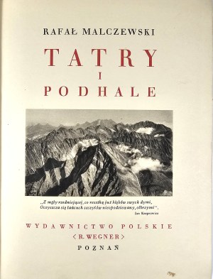 [Wonders of Poland] Malczewski Rafał - Tatra Mountains and Podhale. Poznan [1935] Wyd. Polskie (R. Wegner).