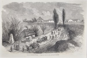 [January Uprising] Insurgent troops on the road to Michalowice, 1863.