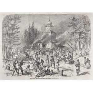 [Powstanie styczniowe] Podpalenie greckiego kościoła przez powstańców na Litwie, 1863.