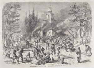 [January Uprising] Arson of a Greek church by insurgents in Lithuania, 1863.