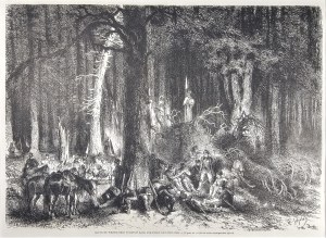 [January Uprising] Insurgents camp in a forest in Lithuania, 1863.