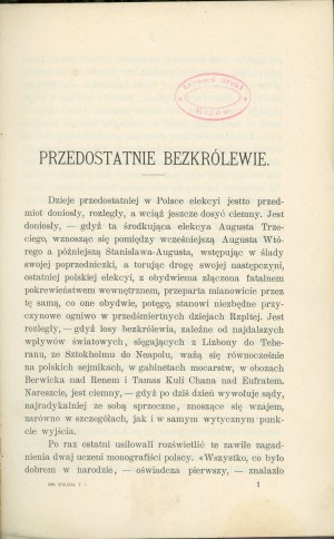 Askenazy Szymon - Two centuries of the 18th and 19th. Studies and contributions. [VOL.] I. Warsaw 1901 Nakł. Gebethner and Wolff.