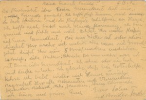 Auschwitz - Postcard of a prisoner from the first transport, No. 37 (7), 14.9.1942.