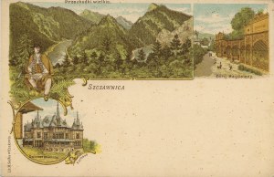 Szczawnica - Wielowidokowa, lithograph by M. Salba, ca. 1900.