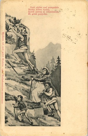 Zakopane, Tatra Mountains - Flying father over precipices, Mother barely breathing..., 1902.