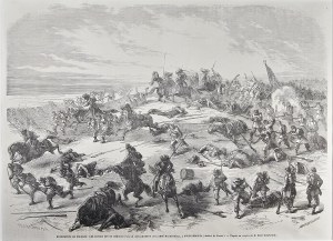 [January Uprising] Smashing of Russian soldiers by insurgent troops commanded by Rev. Mackiewicz in Svoboda, 1863.