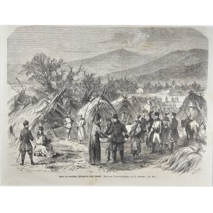 [Powstanie styczniowe] Obóz powstańców pod dowództwem mjr A. Łopackiego, 1863.